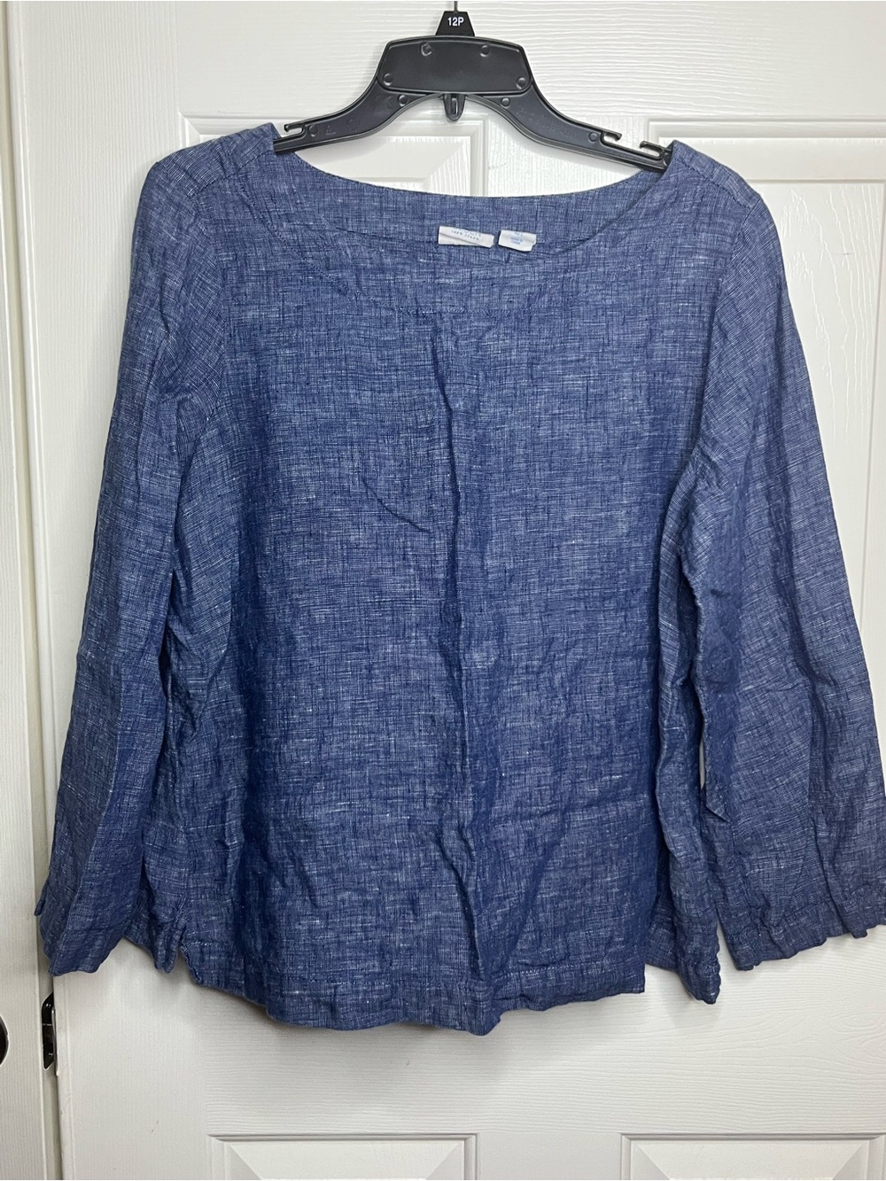 Sigrid Olsen Indigo Blue Linen-Blend Long Sleeve Tunic